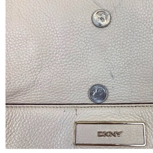 DKNY Nude Crosby Ego Leather Drawstring Large Bucket Bag Purse - Picture 8 of 10